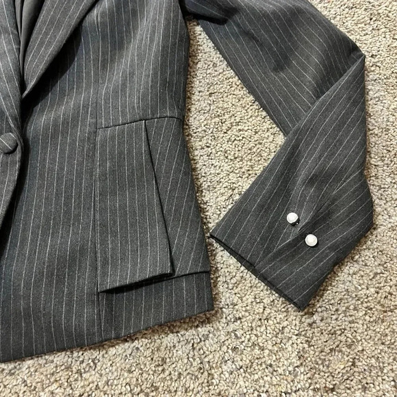 White House Black Market Blazer Jacket Womens Peplum Pearl Cufflinks Office Work - Picture 2 of 12